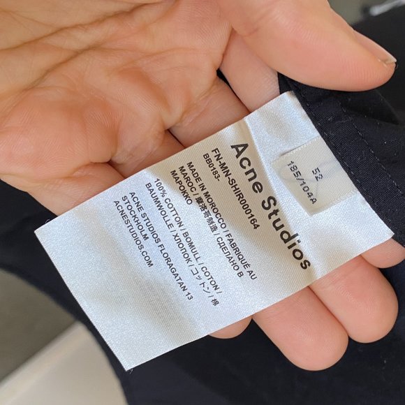 Acne Oversize Short Sleeve Button-Up Shirt (Black) - Picture 8 of 9